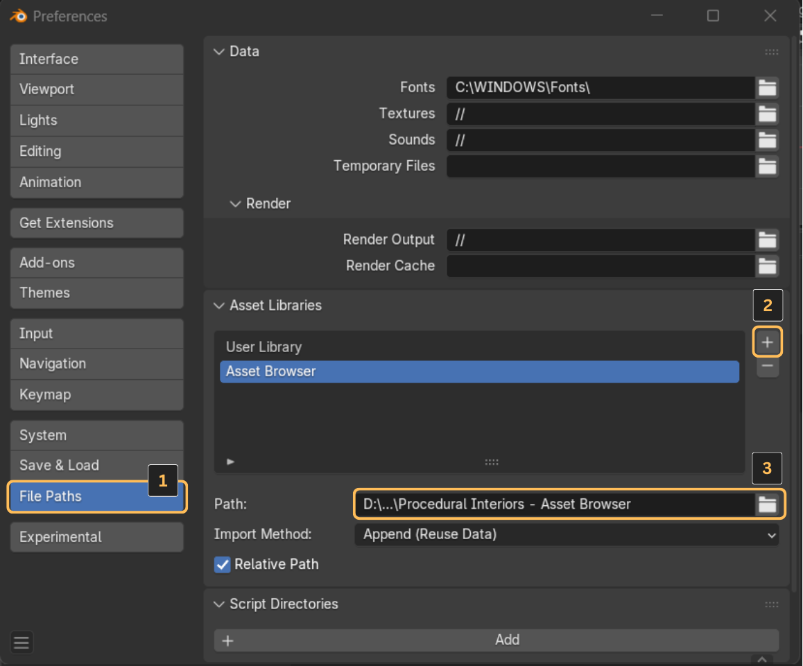 Asset Browser Setup